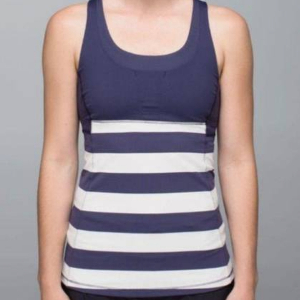 Lululemon Stuff Your Bra Tank II in Steep Stripe Cadet Blue Horizontal S…